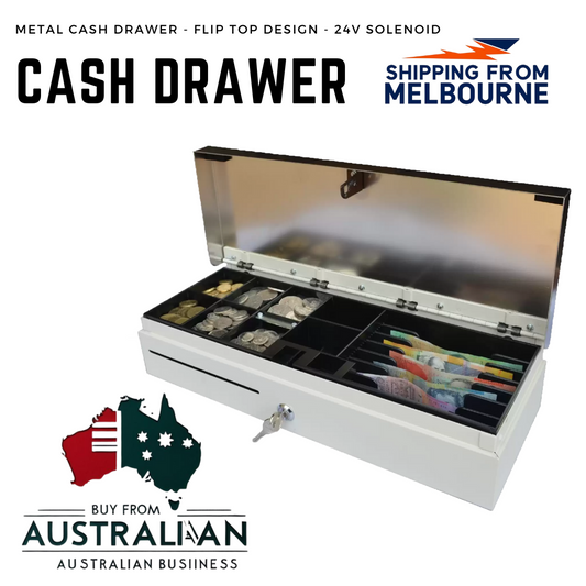 Heavy Duty Flip Top Cash Drawer with RJ11 Connection for POS Systems